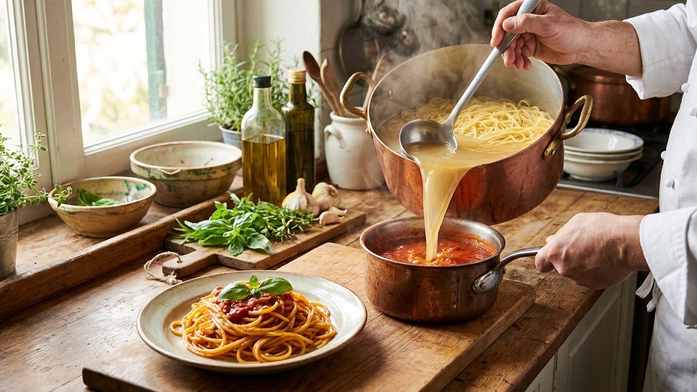 Je jetais mon eau de cuisson des pâtes jusqu'à ce qu'un chef italien me montre tout ce qu'elle pouvait faire