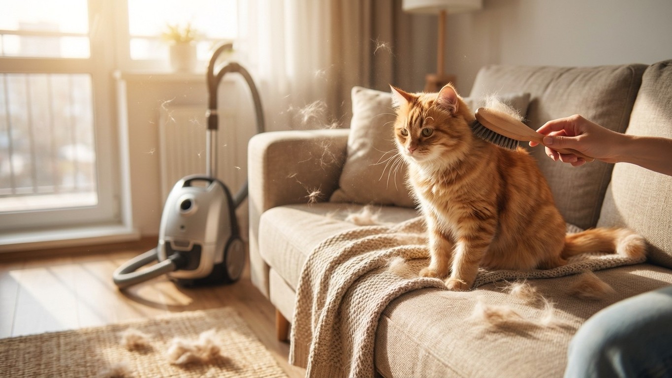 Chat qui perd ses poils au printemps : brosser, aspirer et limiter les dégâts