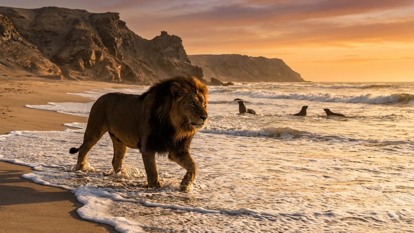 Voici pourquoi les lions se promènent sur les plages touristiques dans ce pays unique au monde