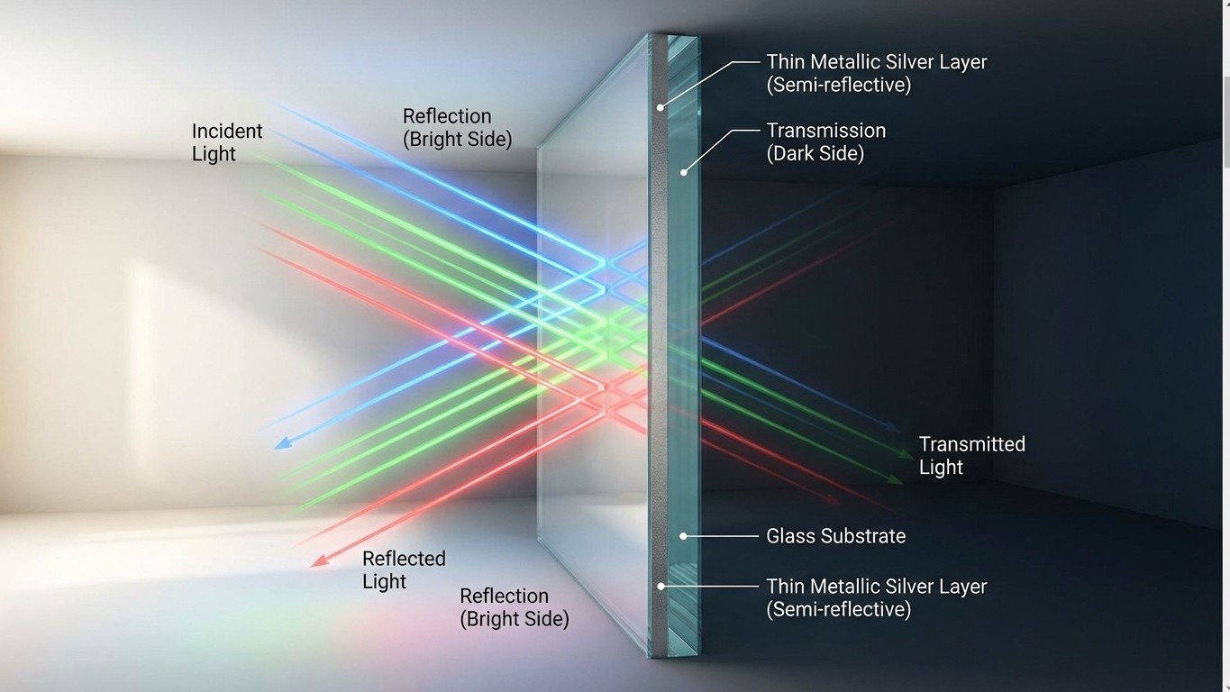 Le fonctionnement des miroirs sans tain et les principes optiques qui permettent de voir d'un côté sans être vu de l'autre