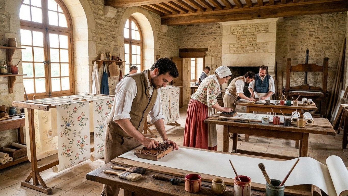L'histoire et l'évolution du papier peint en France depuis le XVIIIe siècle et les manufactures qui ont marqué cet artisan...