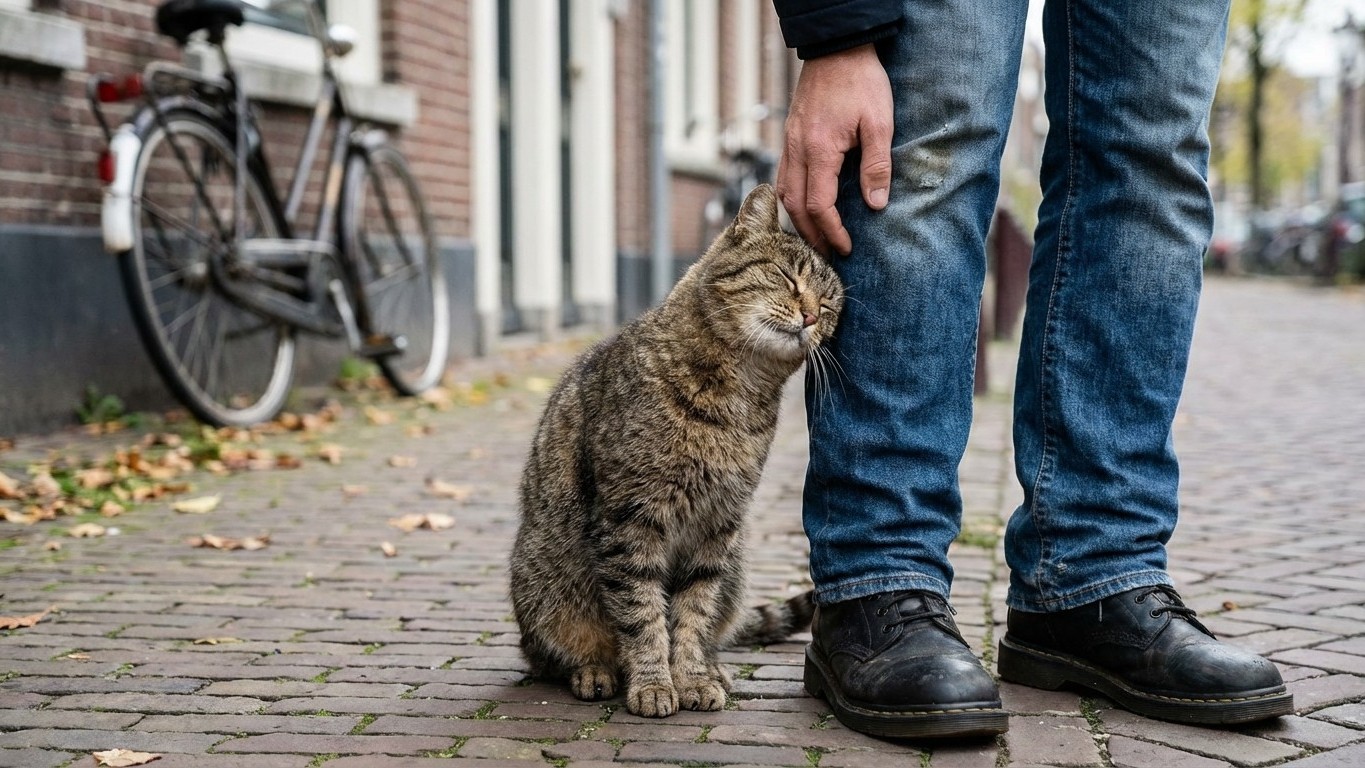 « Il se frottait à ma jambe » : ces gestes d'un chat errant révèlent qu'il a déjà connu un foyer