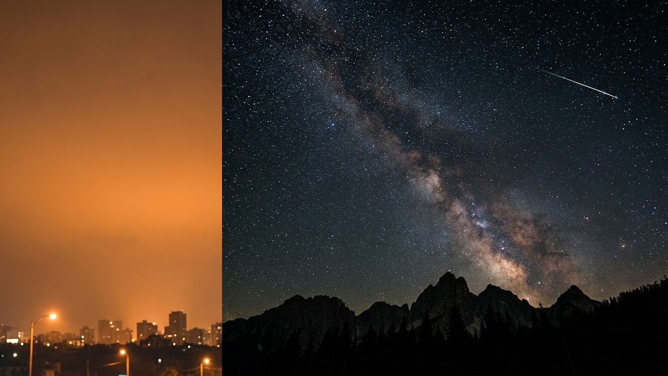 Meilleur endroit pour voir des étoiles filantes : pollution lumineuse et bons spots