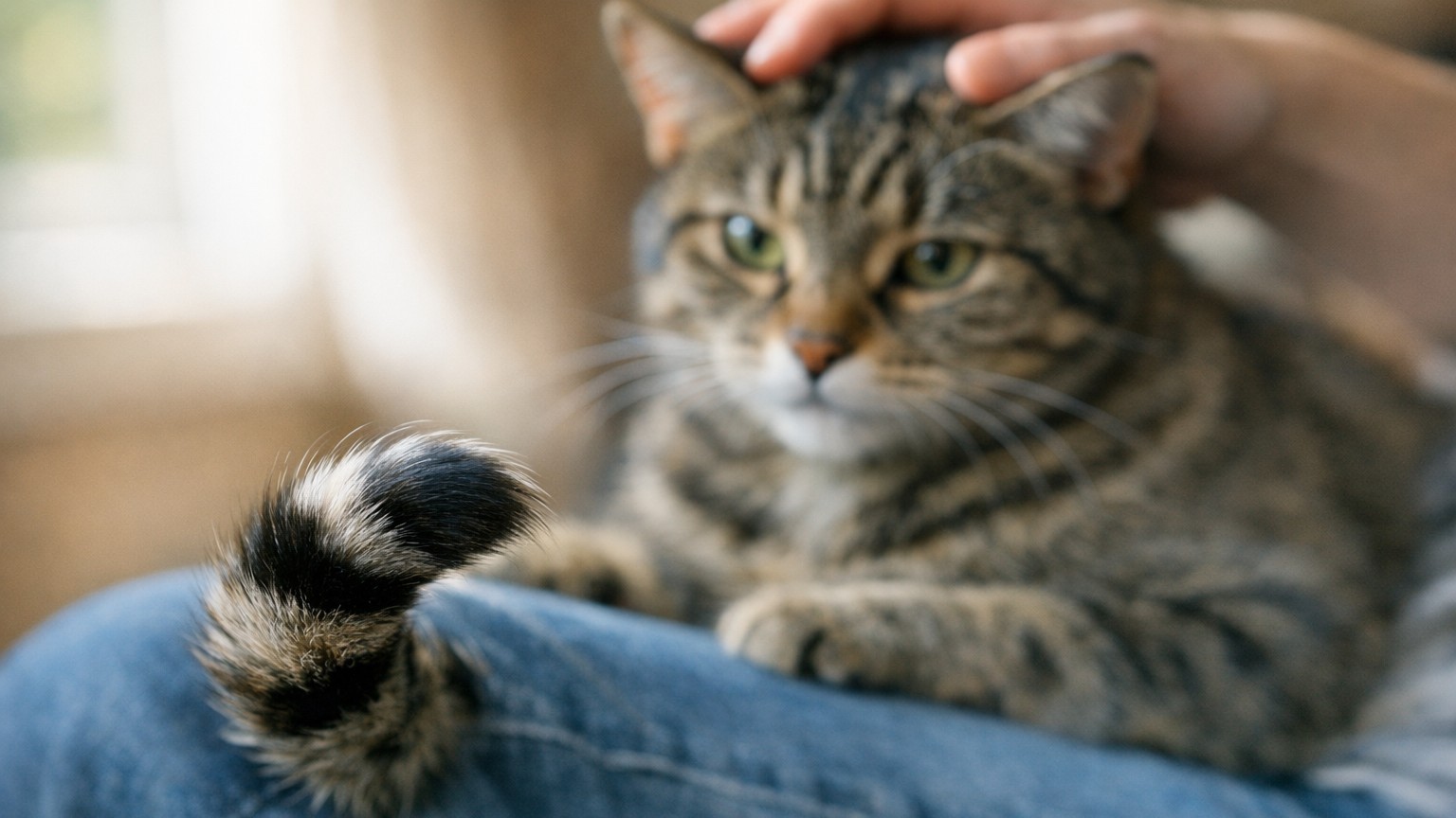 Le bout de la queue de votre chat frémit pendant le câlin et vous trouvez ça mignon : les vétérinaires y lisent un tout au...