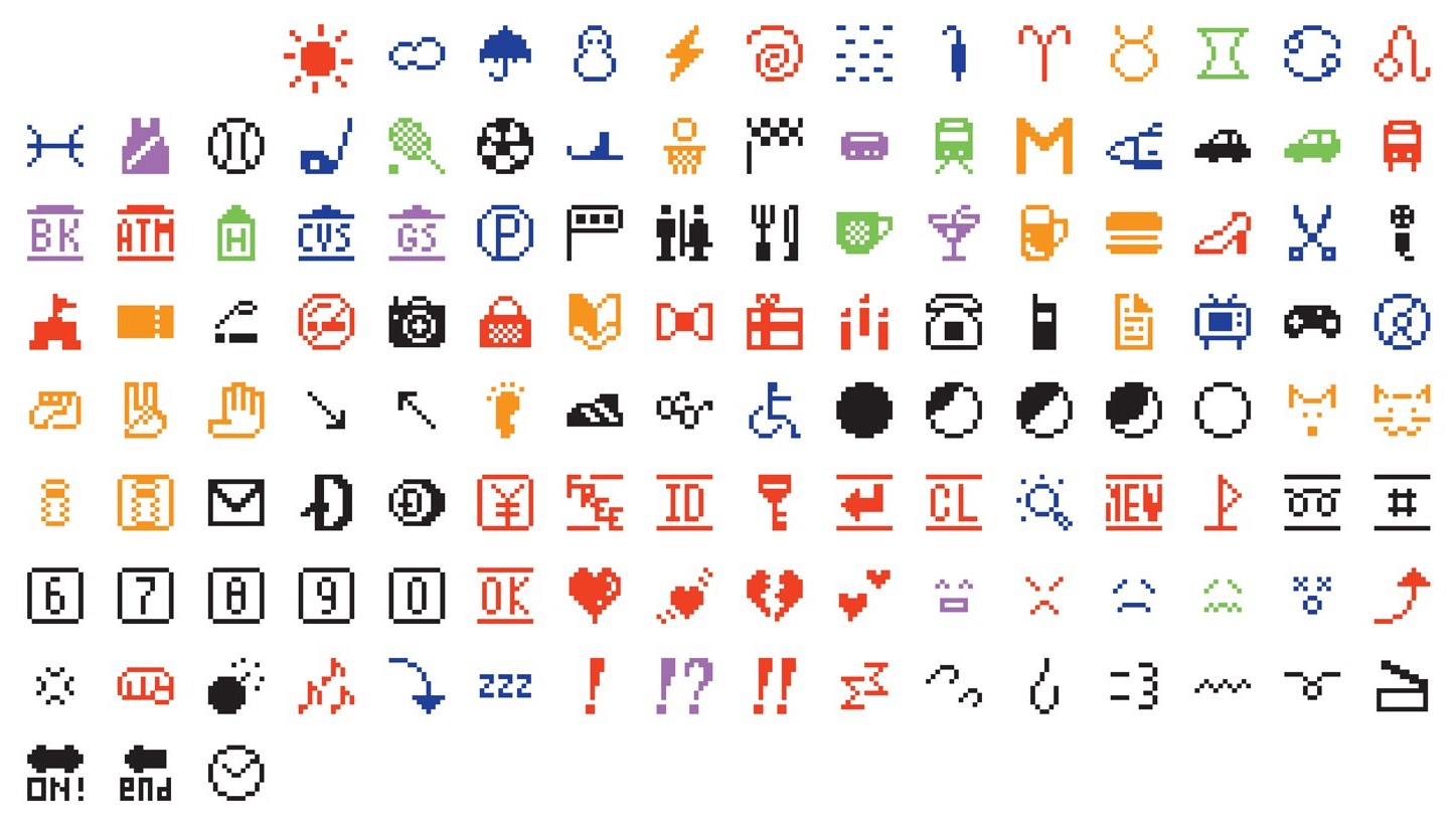 Sous une grille de 12×12 pixels dormaient les 176 premiers emoji de 1999 : aujourd'hui ils trônent au MoMA