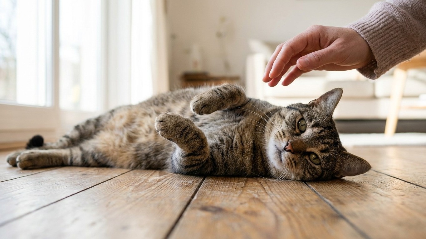 « Je croyais qu'il réclamait des caresses » : quand mon chat se roule sur le dos à mon retour, il fait en réalité autre chose