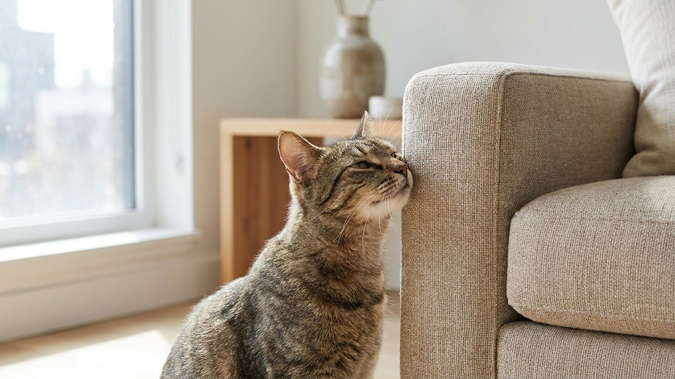 « Je pensais qu'il me réclamait un câlin » : ce que mon chat laissait vraiment sur mes meubles à chaque passage