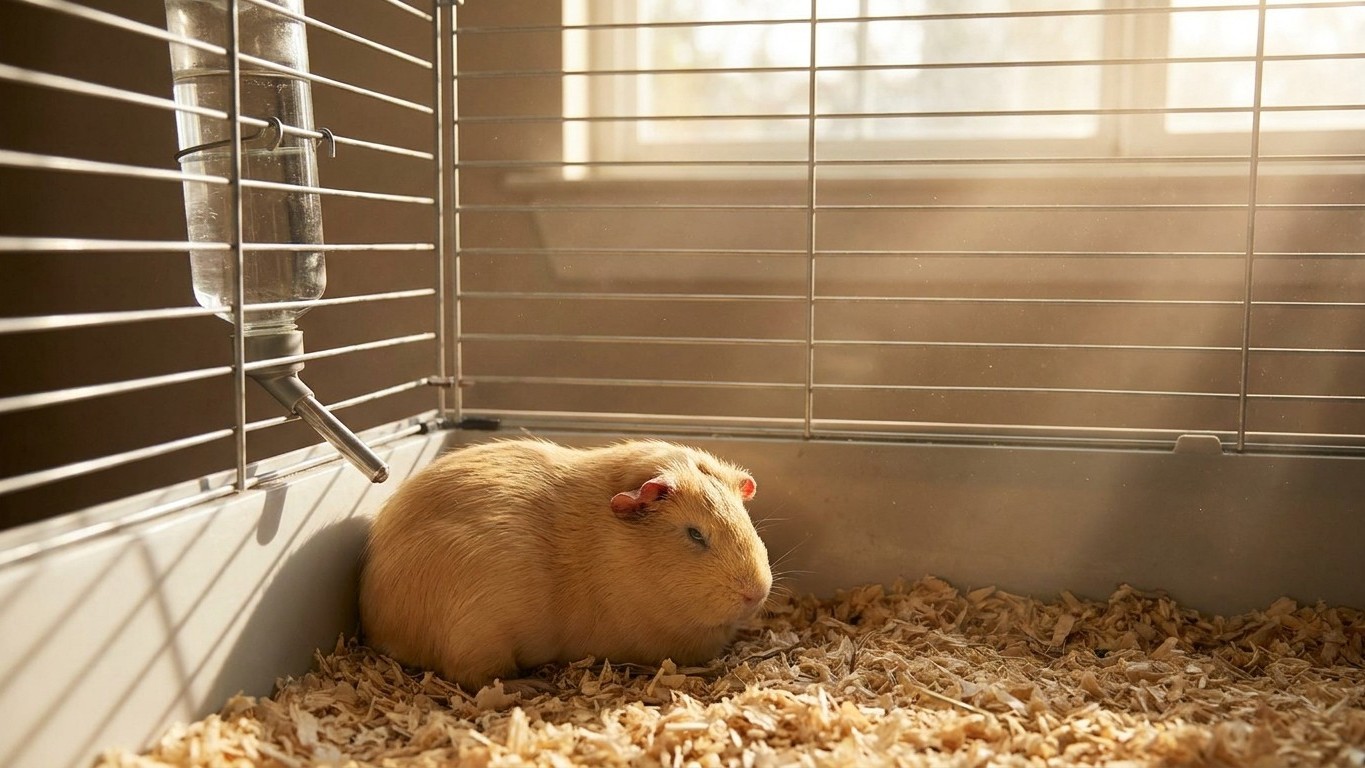 Mon cochon d'Inde reste prostré dans un coin de sa cage chaque après-midi d'août et ce n'est pas la fatigue