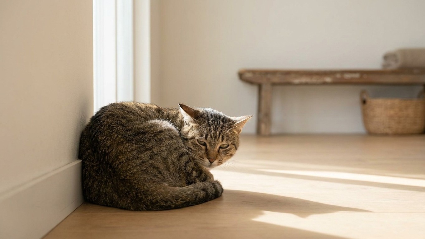 Votre chat ronronne recroquevillé dans un coin depuis ce matin : ce n'est pas du contentement, c'est ce qu'il essaie de fa...
