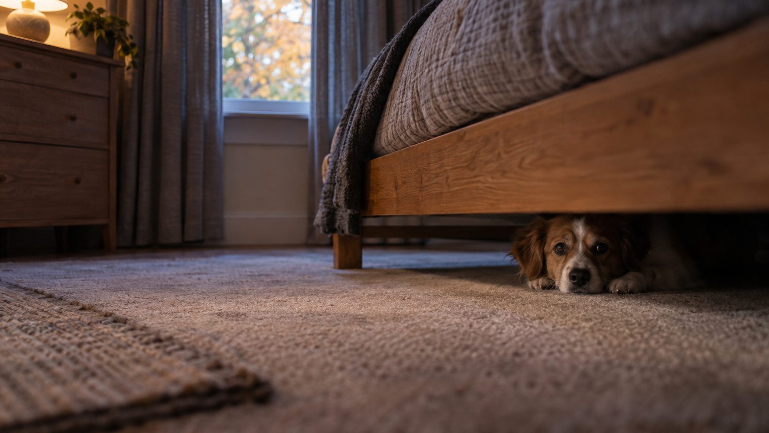 Chien qui a peur des feux d'artifice : comment le rassurer le soir J et le préparer