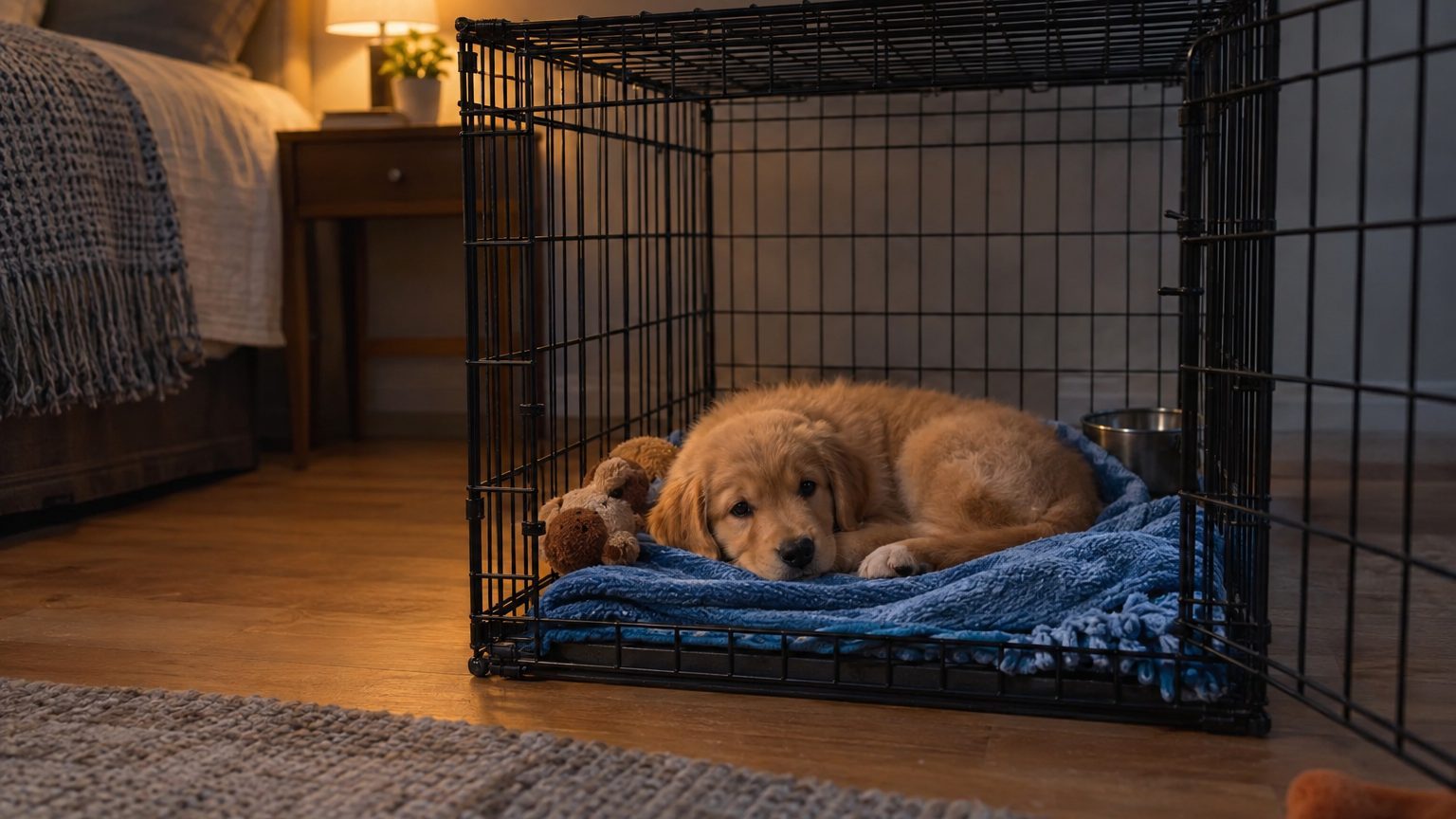 Chiot qui pleure la nuit dans sa caisse : pourquoi il pleure et comment l'aider à dormir